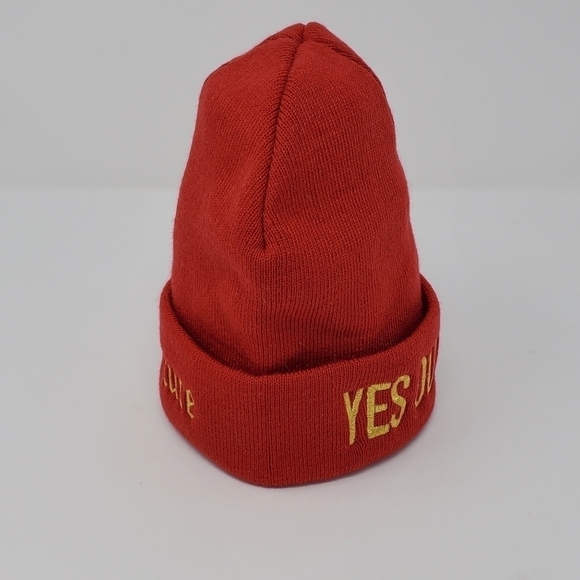 JUICY COUTURE RED AND GOLD "YES OUI CAN" BEANIE WINTER WARM COZY EMBROIDERY - Picture 6 of 11